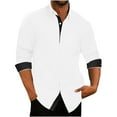 thumbnail image 1 of WREESH Men's Shirts Casual Fashion Patchwork Turn-Down Collar Button Long Sleeve Shirt Shirt White, 1 of 7