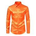 thumbnail image 1 of WREESH Men's Shirts Casual Fashion Whole Colored Turn-Down Collar Button Long Sleeve Shirt Shirt Orange, 1 of 9