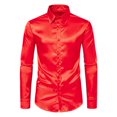 thumbnail image 1 of WREESH Men's Shirts Casual Fashion Whole Colored Turn-Down Collar Button Long Sleeve Shirt Shirt Red, 1 of 9