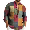 thumbnail image 1 of WREESH Men's Shirts Cotton and Linen Jacket Long Sleeve Printing Shirt Button Cardigan Orange, 1 of 6