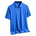 thumbnail image 1 of WREESH Men's Short Sleeve Solid Color Henley Shirt Made of Ice Silk a Cool and Refreshing Summer Top Blue, 1 of 4