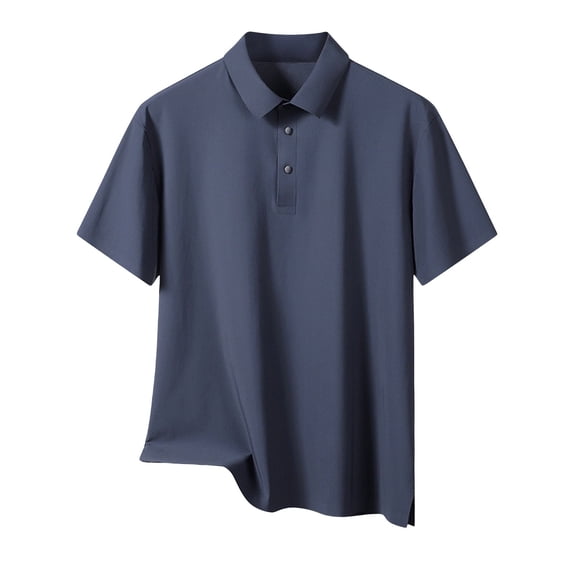 WREESH Men's Short Sleeve Solid Color Ice Silk Shirt Cool and Comfortable Top with a Luxurious Feel Gray