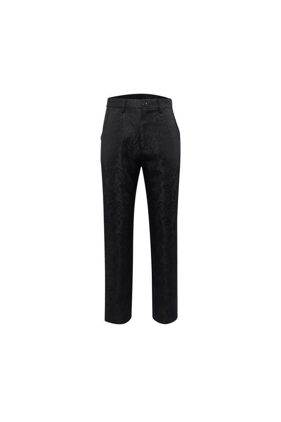 Men's Slim-Fit Casual Stretch Pants Gothic Pants Medieval Steampunk Retro Stage Performance Style Slim Button Trousers Black