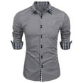 thumbnail image 1 of WREESH Men's Slim Stretch Formal Button Down Shirts Business Casual Long Sleeve Breathable Shirts Turn-Down Collar Solid Color Tops with Pocket Gray, 1 of 9