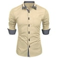 thumbnail image 1 of WREESH Men's Slim Stretch Formal Button Down Shirts Business Casual Long Sleeve Breathable Shirts Turn-Down Collar Solid Color Tops with Pocket Khaki, 1 of 9