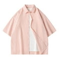 thumbnail image 1 of WREESH Men's Solid Color Button Down Shirts Short Sleeve for a Classic Casual Look Pink, 1 of 9