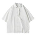 thumbnail image 1 of WREESH Men's Solid Color Button Down Shirts Short Sleeve for a Classic Casual Look White, 1 of 5