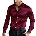 thumbnail image 1 of WREESH Men's Solid Color Long Sleeve Button Down Shirts Casual Turndown Collar Dress Shirts for Men Wine, 1 of 6