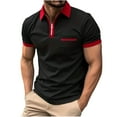 thumbnail image 1 of WREESH Men's Solid Color Zip-Up Short Sleeve Top for Sports with a Slim Fitting and Athletic Style Red, 1 of 7
