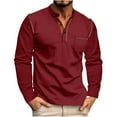 thumbnail image 1 of WREESH Men's Solid Henley Shirts Casual Long Sleeve Shirt with Button Detail and Turndown Collar a Classic Solid Color Top for Every Man Wine, 1 of 6