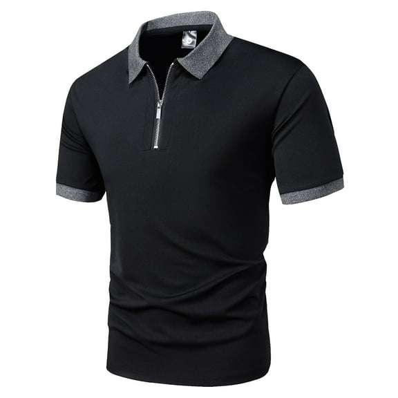 WREESH Men's Solid Henley Shirts Casual Short Sleeve Shirt with Turndown Collar a Classic Solid Color Top for Everyday Wear Black