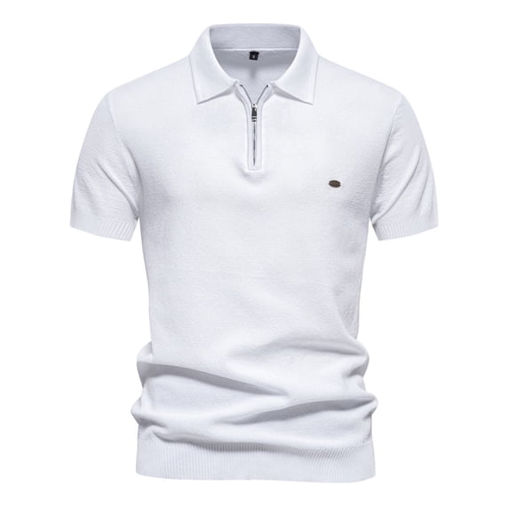 WREESH Men's Solid Henley Shirts Casual Short Sleeve Turndown Collar Shirt The Ultimate Solid Color Top for Everyday Style White