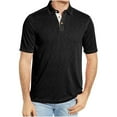 thumbnail image 1 of WREESH Men's Solid Henley Shirts Short Sleeve Turndown Collar Shirt for a Classic and Versatile Look Black, 1 of 7