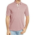 thumbnail image 1 of WREESH Men's Solid Henley Shirts Short Sleeve Turndown Collar Shirt for a Classic and Versatile Look Pink, 1 of 8