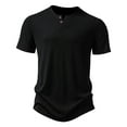 thumbnail image 1 of WREESH Men's Solid Notch Neck T-Shirts Casual Fashion Short Sleeve Workout Tops Black, 1 of 6
