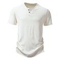 thumbnail image 1 of WREESH Men's Solid Notch Neck T-Shirts Casual Fashion Short Sleeve Workout Tops White, 1 of 7