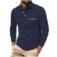 thumbnail image 1 of WREESH Men's Solid Sport Shirt Long Sleeve Top with Button and Pockets a Versatile Solid Color Shirt for Athletic Activities Navy, 1 of 6