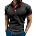 thumbnail image 1 of WREESH Men's Stand Collar Button-Up Short Sleeve T-Shirt, Breathable Solid Color Workout Summer Casual Top, 1 of 7