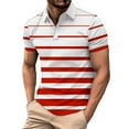 thumbnail image 1 of WREESH Men's Striped Henley Shirts Casual Fashion Short Sleeve Printed Athletic Top with Striped Pattern for a Sporty Business Appeal Red, 1 of 5