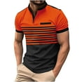 thumbnail image 1 of WREESH Men's Striped Henley Shirts Casual Short Sleeve Shirt with Button Front and Turndown Collar Striped Top for Versatile Style Orange, 1 of 8