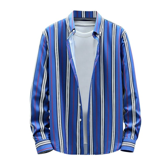 WREESH Men's Striped Shirt Long Sleeve Button Down Business Casual Top with Contrast Modern Office Wear