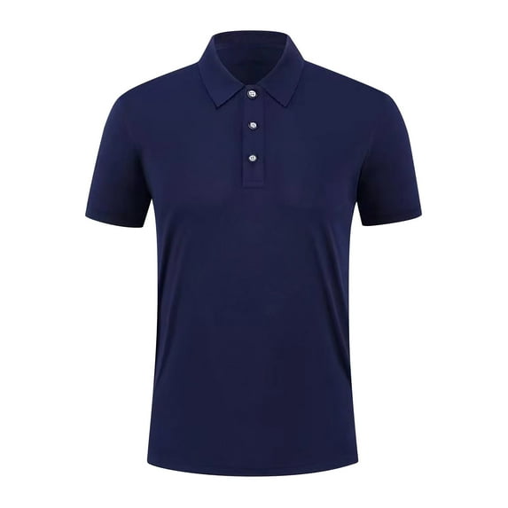 WREESH Men's Stylish Henley Shirts Solid Color Casual Neck Turndown Collar Sleeve Top for a Sophisticated Everyday Wear Navy