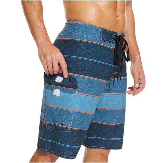 WREESH Men's Summer Beach Shorts Plus Size Swim Trunks Fashion Elastic Waistband Drawstring Shorts Casual Sports Shorts with Cargo Pockets Blue