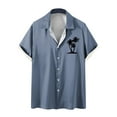 thumbnail image 1 of WREESH Men's Summer Button Down Shirts Short Sleeve Turndown Collar with a Refreshing Print for a Comfortable Fit Navy, 1 of 5