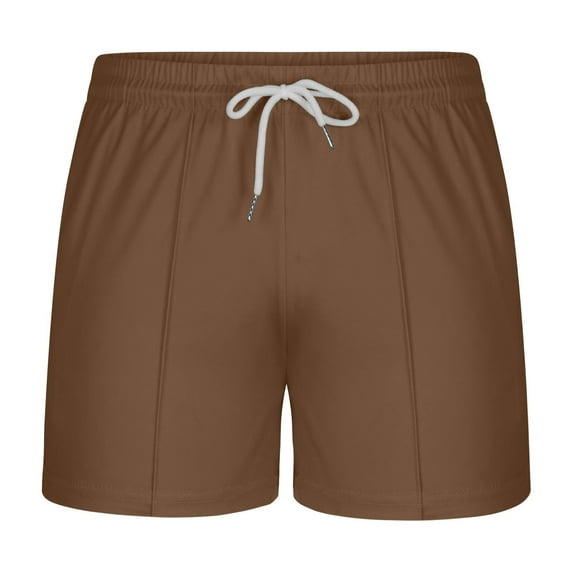 WREESH Men's Summer Casual Shorts 5 Inch Shorts Fashion Solid Color Shorts Elastic Waist Sport Shorts with Pockets Shorty Shorts Brown