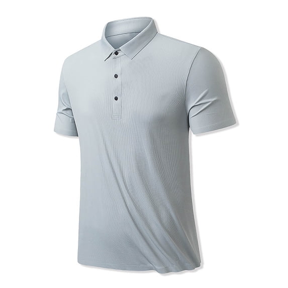 WREESH Men's Summer Casual Solid Color Button-Down Outdoor Shirt/T-Shirt a Short Sleeve Top for Everyday Adventures Gray