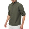 thumbnail image 1 of WREESH Men's Summer Casual Solid Turndown Pullover Long Sleeve Button Down Shirts Olive Green, 1 of 4