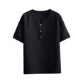 thumbnail image 1 of WREESH Men's Summer Casual T-Shirts Fashion Comfortable Short Sleeve Solid Notch Neck Tops Black, 1 of 4