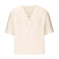 thumbnail image 1 of WREESH Men's Summer Henley Shirts Fashion Pullover Casual V-Neck Solid Shirt Top with 1/2 Sleeve T-Shirts- Perfect for Warm Days Beige, 1 of 5