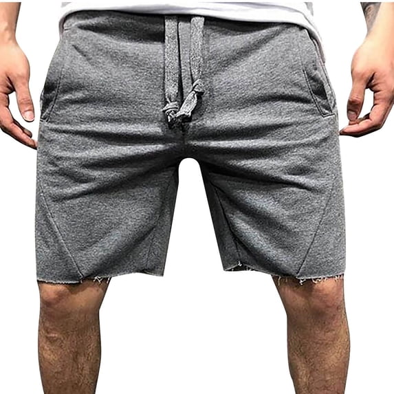WREESH Men's Summer Linen Shorts Outdoor Workout Shorts Fashion Loose Lightweight Breathable Shorts Running Shorts Beach Shorts Casual Cutoff Shorts Dark Gray