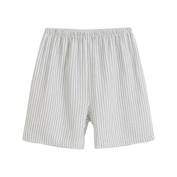 WREESH Men's Summer Lounge Shorts Solid Casual Shorts Breathable Cotton and Linen Homewear Pajamas Shorts White