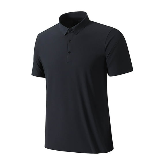 WREESH Men's Summer Solid Button Casual Top Short Sleeve Solid Color Shirt for Fit and Stylish Look Black