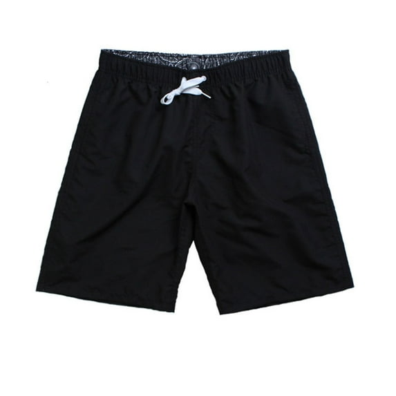 WREESH Men's Summer Swim Trunks Solid Color Beach Shorts Quick Dry Board Shorts Lightweight Surfing Shorts Casual Bathing Suit Black