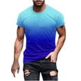 thumbnail image 1 of WREESH Men's Summer Workout T-Shirt Round Neck Short Sleeve with Gradient Print Blue, 1 of 5