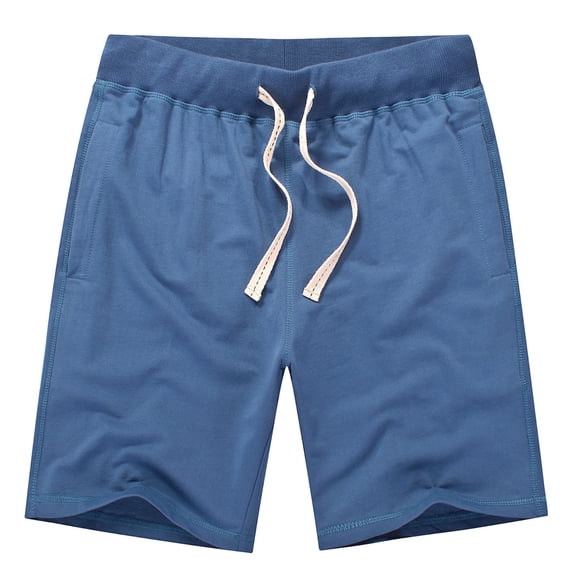 WREESH Men's Sweat Shorts All Cotton Loose Sports Shorts with A Five Piece Waist and Drawstring Casual Shorts Gym Workout Shorts Blue