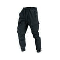 thumbnail image 1 of WREESH Men's Sweatpants Cargo Pants Fashion Drawstring Elastic Waist Multi-Pocket Casual Sweat Length Pants Black, 1 of 6