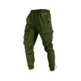thumbnail image 1 of WREESH Men's Sweatpants Cargo Pants Fashion Drawstring Elastic Waist Multi-Pocket Casual Sweat Length Pants Olive Green, 1 of 6