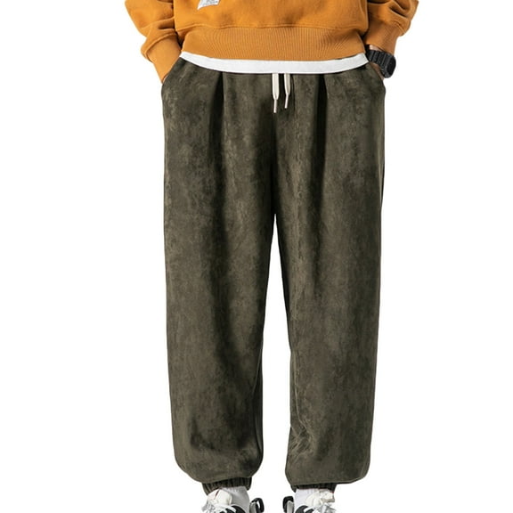 WREESH Men's Sweatpants Elasticated Waist Lace-Up Pocket Strap Leg Sweatpants and Pants Olive Green