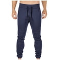 thumbnail image 1 of WREESH Men's Sweatpants Fashion Drawstring Elastic Waist Multi-Pocket Casual Length Pants Navy, 1 of 8