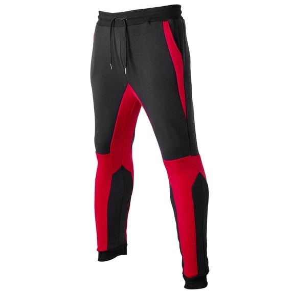WREESH Men's Sweatpants Jogger Pants Outdoor Pants Color Matching Casual Sports Pants Bundle Feet Full Length Pants Red