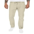 thumbnail image 1 of WREESH Men's Sweatpants Linen Drawstring Pocket Elastic Belt Straight Solid Pants Beige, 1 of 5