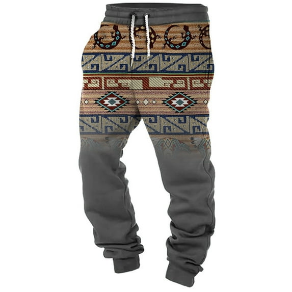 WREESH Men's Sweatpants Printing Drawstring Pockets Elasticated Trousers Cuffed Pants Full Lenght Pants Dark Gray