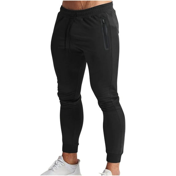 WREESH Men's Sweatpants Solid Color Sport Loose Pleated Small Legs Lace-Up Solid Color Full Length Pants Black