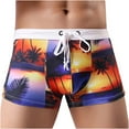 thumbnail image 1 of WREESH Men's Swim Trunks Square Cut Shorts Print Swim Suits Fashion Elastic Waistband Beach Shorts Casual Drawstring Sports Shorts Bathing Suits Purple, 1 of 4