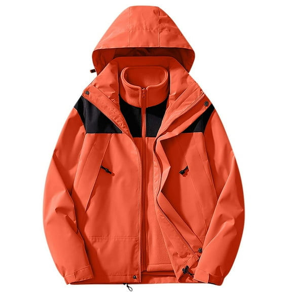 WREESH Men's Thermal Winter Jacket with Zippered Pockets & Adjustable Hood, Outdoor Sportswear Stand Collar Long Sleeve Coat