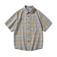 thumbnail image 1 of WREESH Men's Trendy Plaid Button Down T-Shirts Short Sleeve Tops with Single Pocket for Everyday Use Yellow, 1 of 9